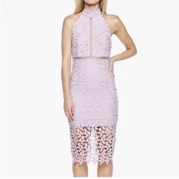 Bardot Gemma Lace Halter Midi Dress in Lavender| Size 8 - Picture 1 of 11